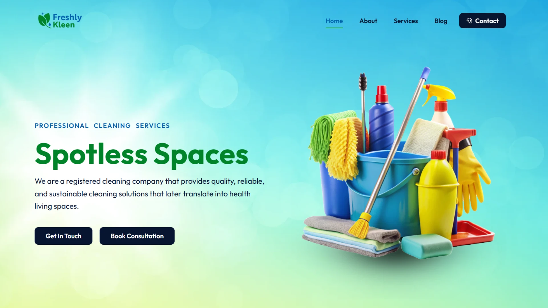 Freshly Kleen website screenshot.