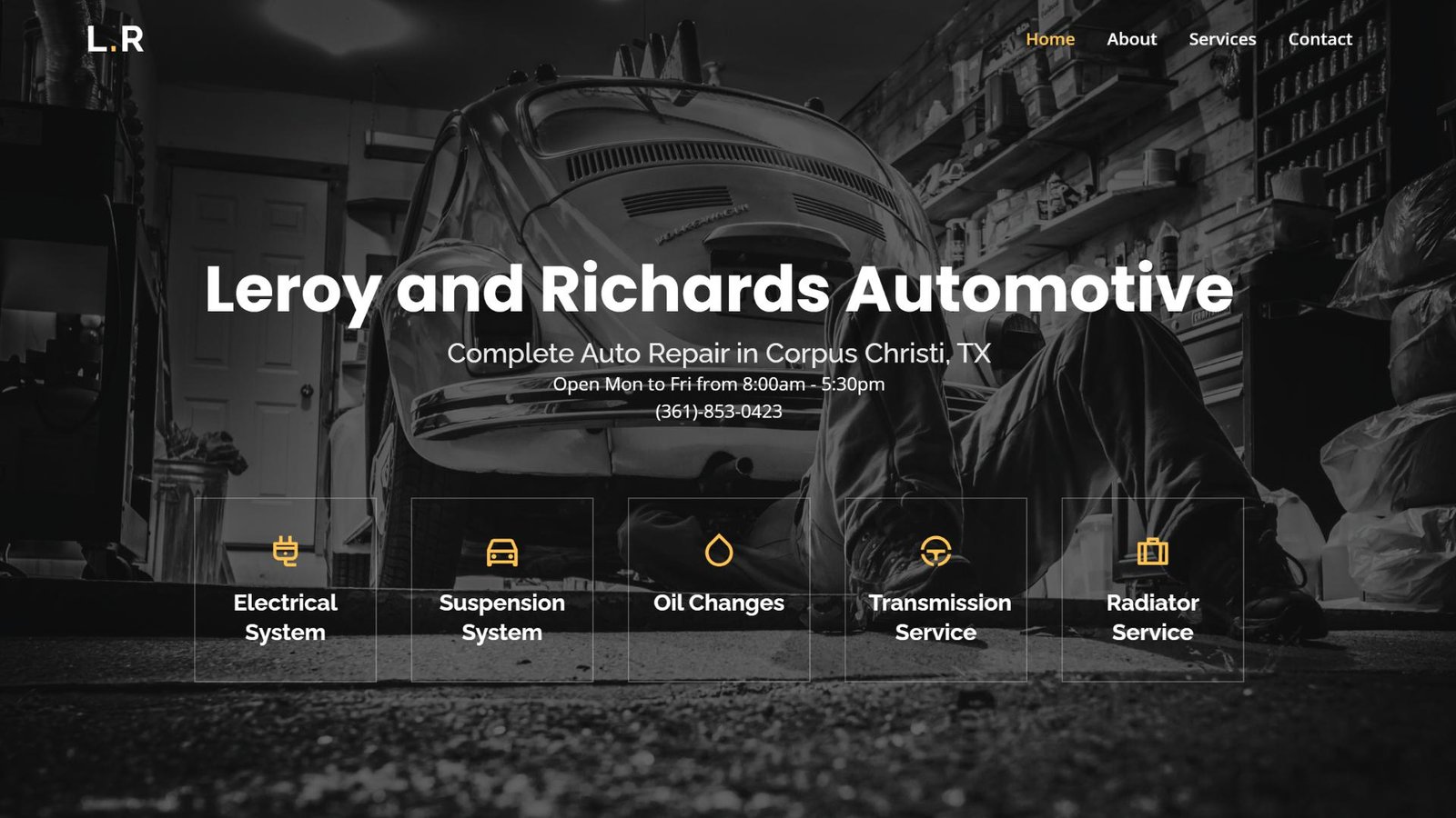 Screenshot for Leroy and Richards Automotive website.