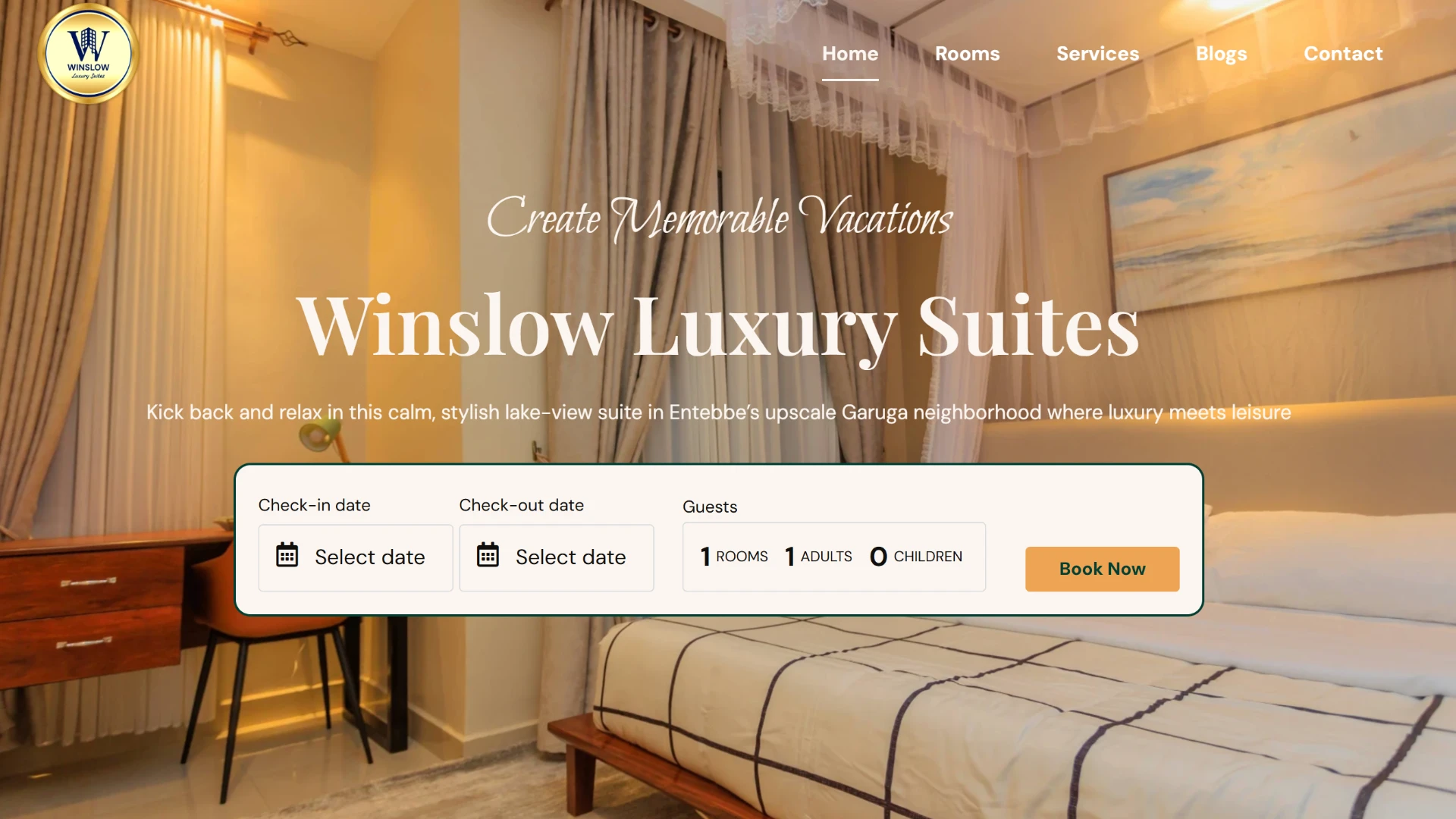 Winslow luxury suites website screenshot.